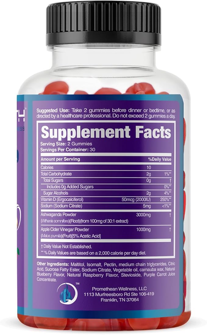 Ashwa ACV Pro Health - Sugar Free Apple Cider Vinegar Gummies, Ashwagandha Gummies, Advanced Keto ACV Gummies, Ashwagandha Supplements with Vitamin D, Stress Relief Supplement,1g Carbs Per Gummy Golo