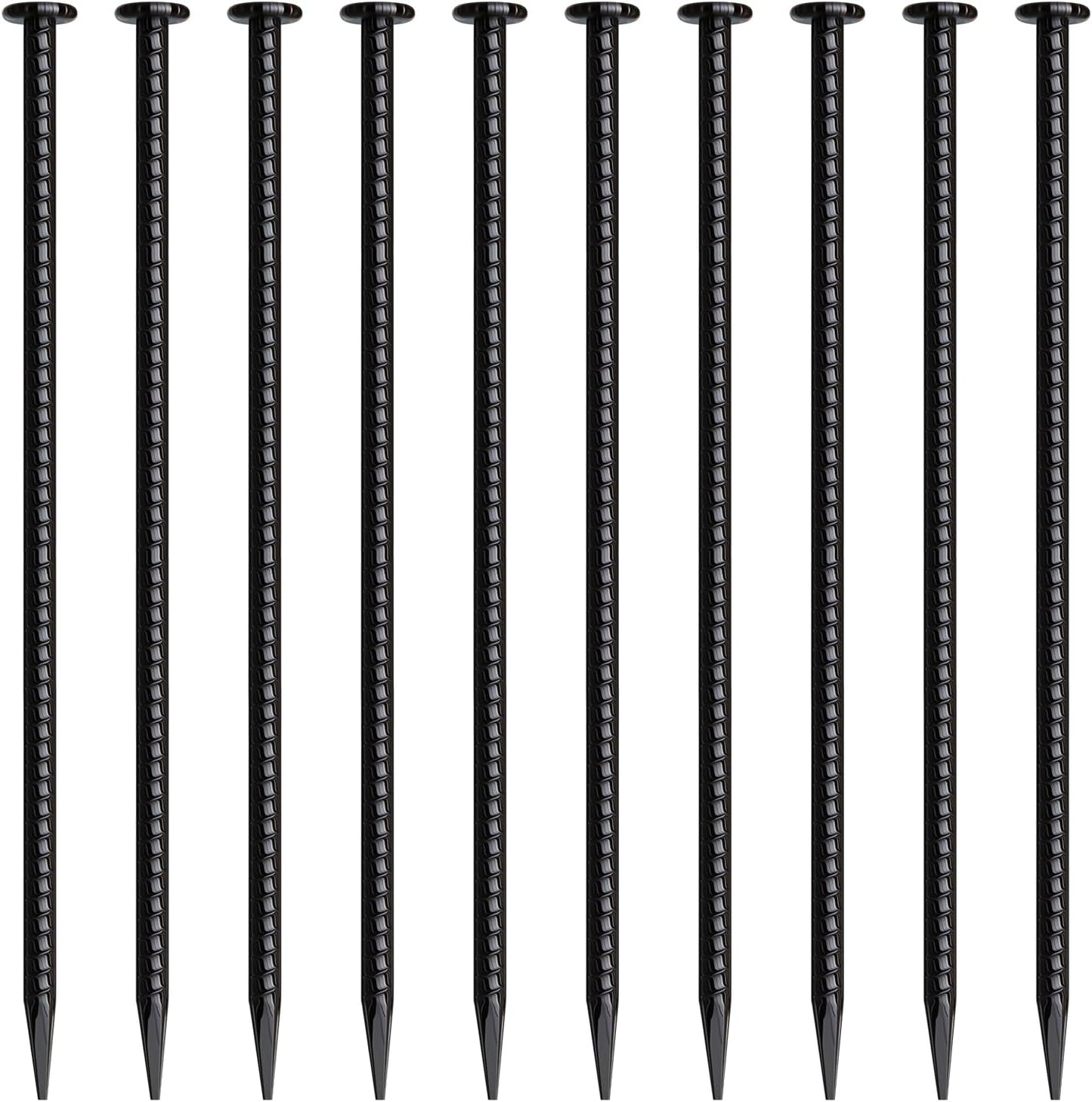16 Inch Rebar Stakes 10 Pack Heavy Duty Ground Anchors 1/2 Inch Diameter Galvanized Steel Asphalt Anchoring Metal Spikes for Speed Bump, Parking Curb and Camping Tent