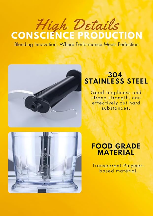 MegaWise Pro Titanium Reinforced 5-in-1 Immersion Hand Blender, Powerful 400W with 80% Sharper Blades, 12-Speed Corded Blender, Including 500ml Chopper, 600ml Beaker, Whisk and Milk Frother (Black)