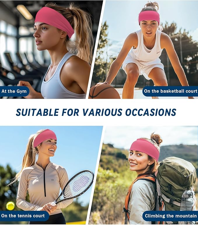 Headband for Men & Women, Sweat Wicking Sports Sweatband Headbands, Workout Running Training Yoga Basketball Hairband