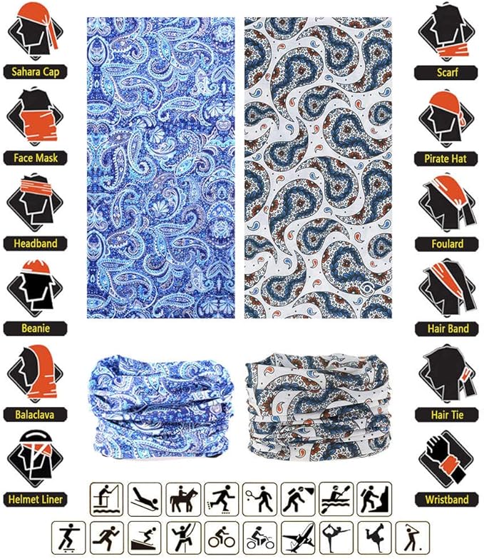 Neck Gaiter Headband Headwear Head Wrap Face Mask Magic Scarf Bandana for Men and Women