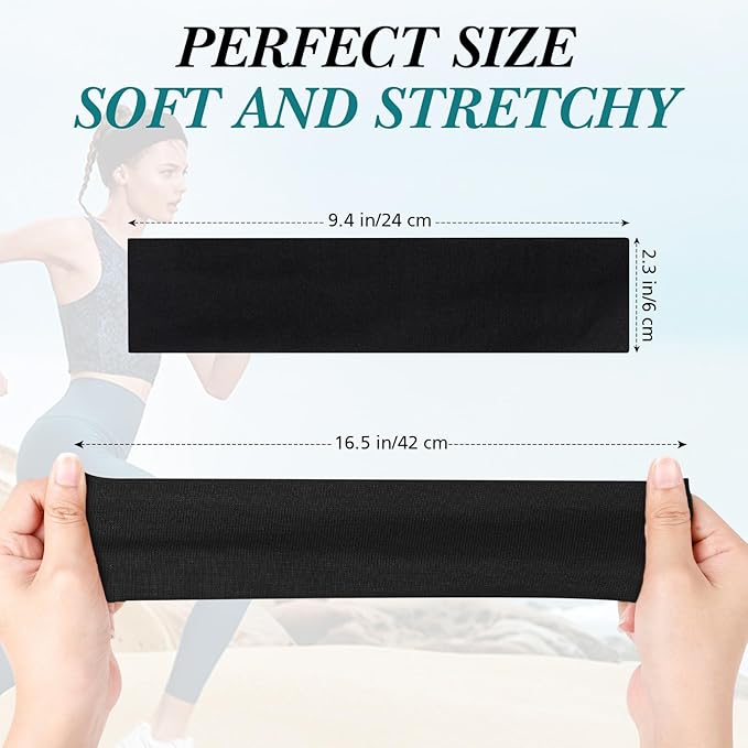 Headbands for Women Non Slip, Stretchy Sweat Headband for Workout Yoga Running, Head Bands for Women's Hair - 8 Pack