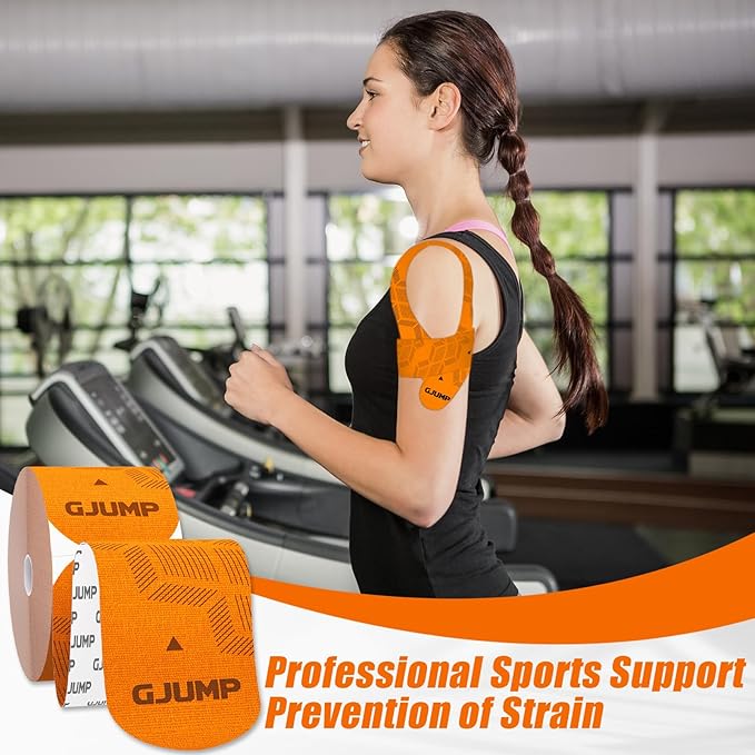 Kinesiology Tape, Original Cotton Elastic Athletic Tape for Muscle Strain Relief & Joint Support, 40 Count Precut Strips 2 Rolls, Waterproof & Breathable Sports Tape for Support and Recovery