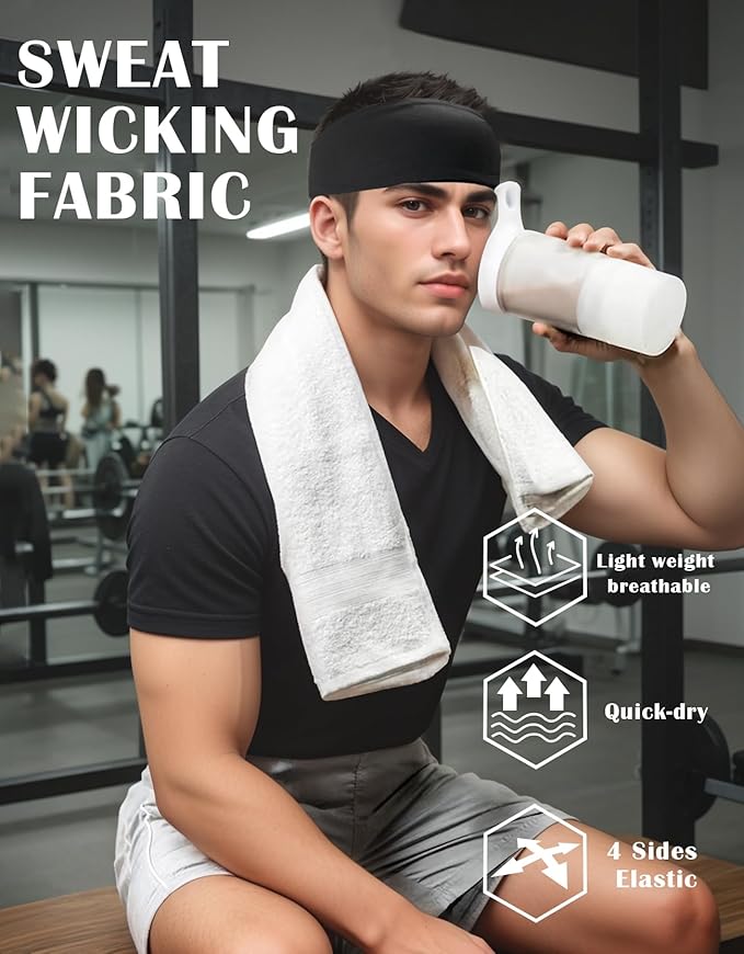 Headbands for Men & Women, Sweat Headband Non-Slip Sweatband Sports Running Cycling Yoga Basketball Workout Football Training