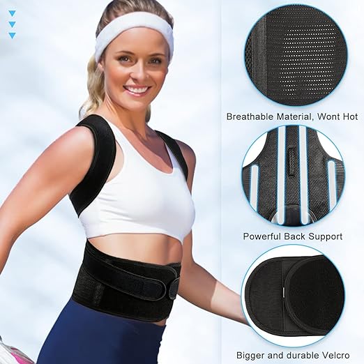 PAZAPO Posture Corrector for Men&Women - Back Brace for Lumbar Support and Upright - Breathable Back Straightener Back,(Medium(29-33 Inches))