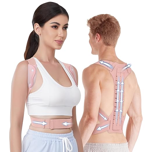 FORTEMOTUS Posture Corrector for Women - Back Straightener with Armpit Pads, Adjustable Posture Corrector, Upper & Lower Back Pain Relief, Targets Scoliosis, Hunchback, Hump, Thoracic, Spine,L Size,Pink