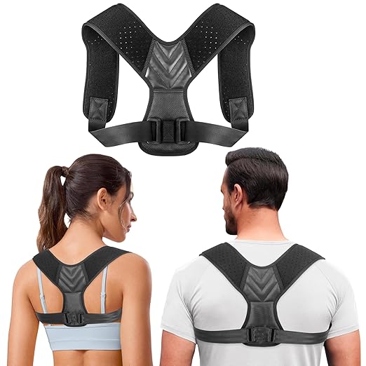 Back Straightener Posture Corrector for Women and Men, Adjustable Back Posture Corrector for Back Support, Upper Back Brace Shoulder Straightener for Women, Black M