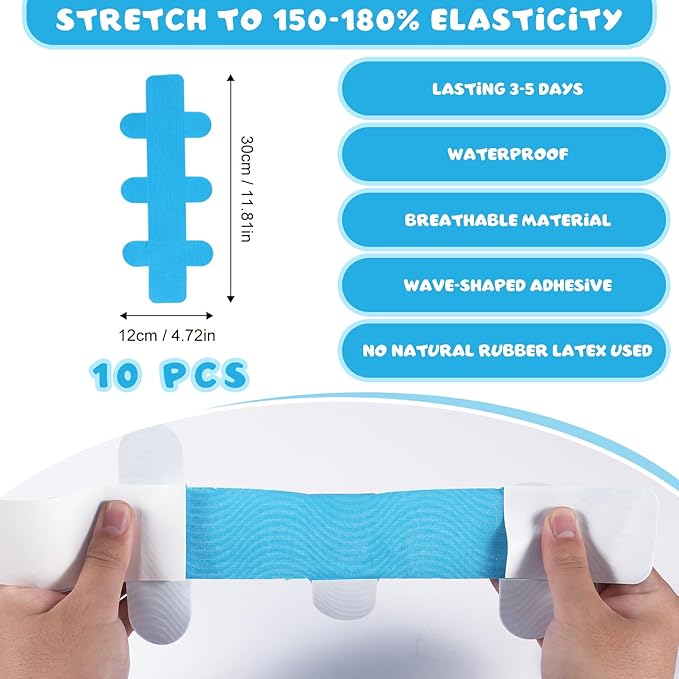 10pcs Precut Tape for Achilles Tendon, Breathable Latex-Free Athletic Tape, Elastic Sports Tape Strips, Patch Provides Stability for Achilles and Muscle Support