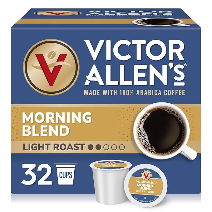 Victor Allen's Coffee Morning Blend, Light Roast, 32 Count, Single Serve Coffee Pods for Keurig K-Cup Brewers