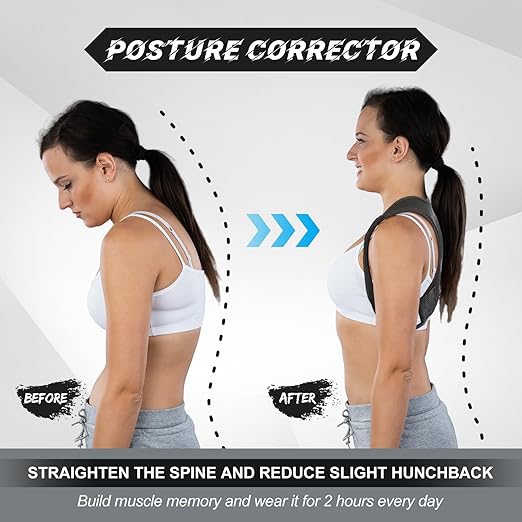 Posture Corrector for Women and Men, Adjustable Posture Back Brace Shoulder Brace, Discreet Under Clothes Design Back Support, Back Pain Relief for Improved Neck Support(Black)