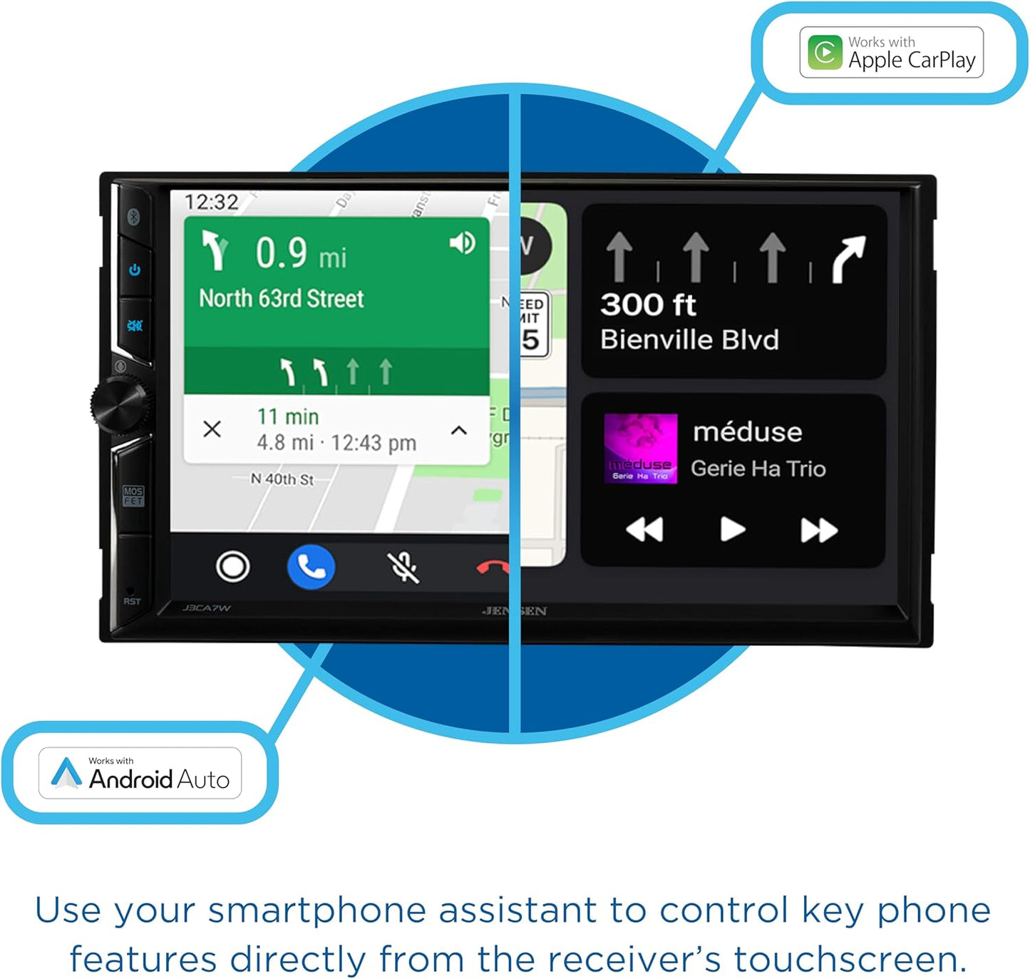 JENSEN J3CA7W 7-inch Car Stereo & BUCAM100J Backup Camera