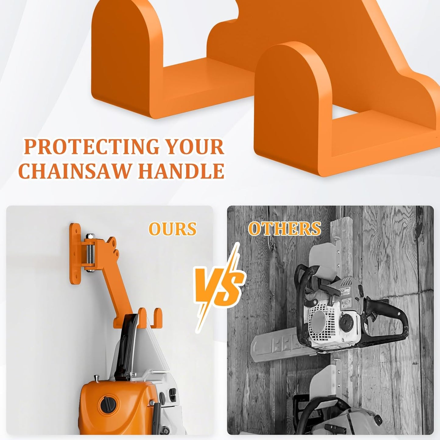 Chainsaw Hanger, 3-in-1 Chainsaw Wall Mount Adjustable Screws for Variety Wall Corner, Garage Organization Garage Storage Shed Organizer Mounted Universal Fit for stihl, Husqvarna, Echo Saws, 1 Pack