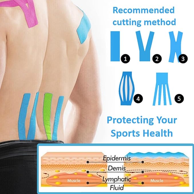 4 Pack Kinesiology Tape, Athletic Tape Supports Protects Muscles, Knees, Shoulders & Plantar Fasciitis, Waterproof & Hypoallergenic Kinesiology Tape (Mixed Color)