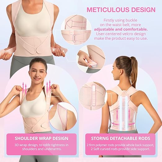 Posture Corrector for Women for Support: Back Brace for Full Back Support - Adjustable Shoulder Straightener for Women and Men (Small)