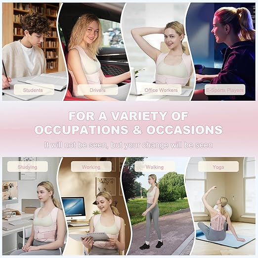 Posture Corrector for Women and Men Upgraded Back Brace, Adjustable Full Back Support for Upper and Lower Back Pain Relief, Shoulder Straightener for Hunchback, Scoliosis, Lumbar, Spine (Pink, Small)