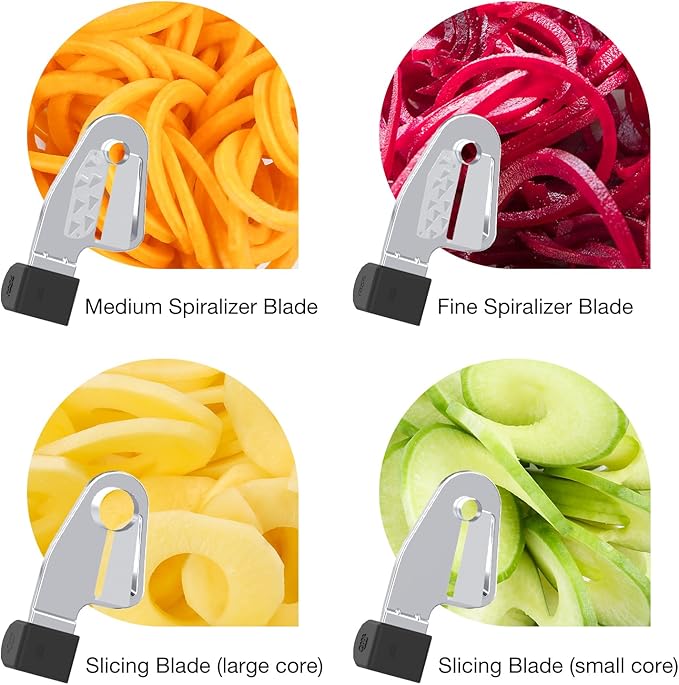Spiralizer Attachment Compatible with KitchenAid Stand Mixer, Comes with Peel, Core and Slice, Not KitchenAid Brand Spiralizer Attachment (5 Blades)
