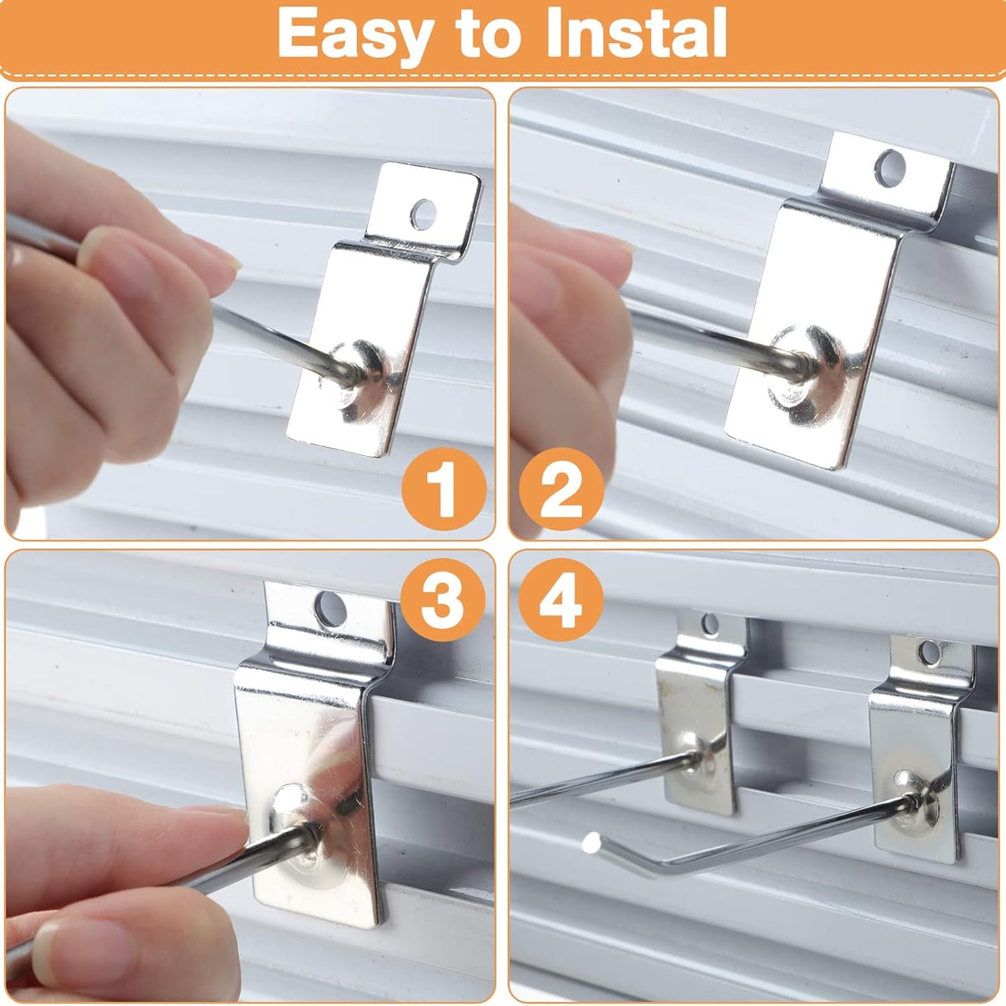 Moxweyeni 100 Pcs Heavy Duty Slatwall Panel Hooks Hanging Metal Slat Wall Hanging Hooks Silver Slat Wall Hanger Commercial Grade Slatwall Pegs Accessories for Shop Retail Display(4 Inch)