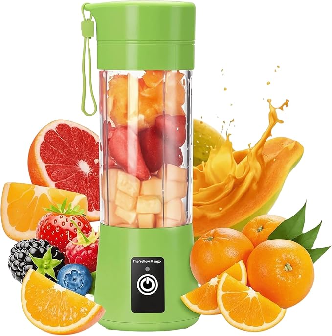 Portable Blender,Mini 6-blade Mixer for Smoothie,Milkshake, Juice, Mobile Hand juicer With USB Rechargeable For Travel, office, picnic, fitness (Green)