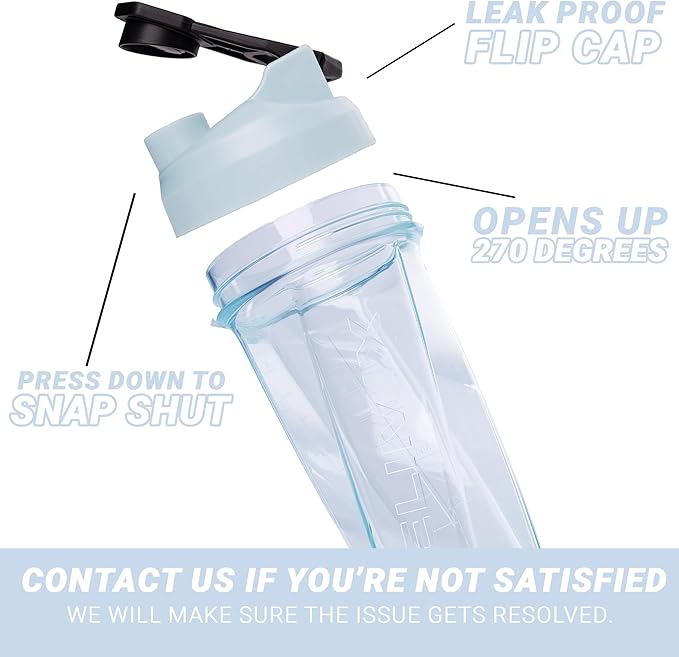 HELIMIX 2.0 Vortex Blender Shaker Bottle Holds upto 28oz | No Blending Ball or Whisk | USA Made | Portable Pre Workout Whey Protein Drink Shaker Cup | Mixes Cocktails Smoothies Shakes | Top Rack Safe