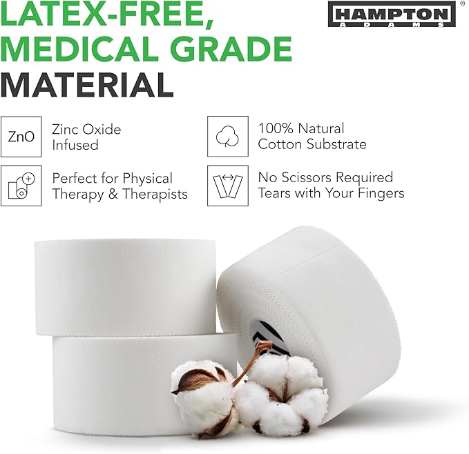 Hampton Adams | As Seen on Shark Tank | Original Athletic Sports Tape (3-Pack) | 45ft Rolls | Very Strong Easy Tear NO Sticky Residue | Best Tape for Athlete & Trainers | Fingers Ankles Wrist