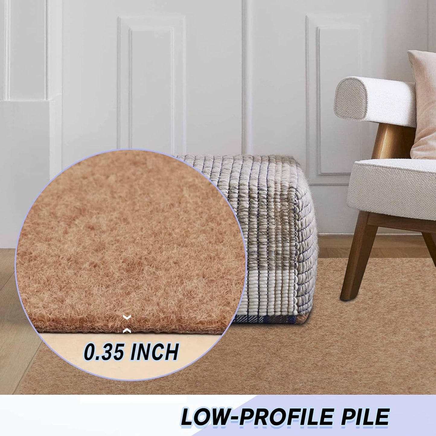 Custom Size Backed Non-Slip Area Rugs Runner, Easy Clean, Waterproof Runner Rugs for Hallway Entryway, Kitchen, Laundry, 3FT x 38FT, Beige