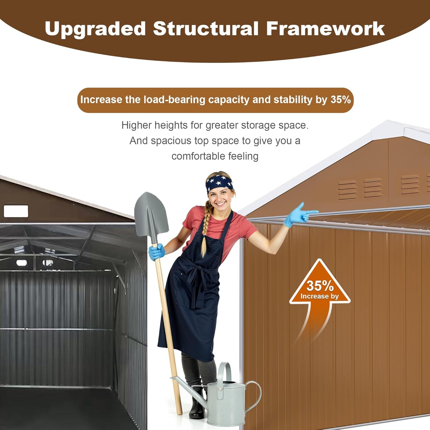 12 x 10 FT Outdoor Storage Shed, Metal Garden Tool Shed with Slooping Roof, Lockable Doors and Windows, All-Weather Weatherproof Blike shed for Garden, Patio, Lawn, Yellow