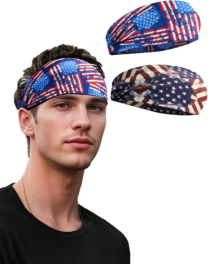 Headbands for Men & Women, Sweat Headband Non-Slip Sweatband Sports Running Cycling Yoga Basketball Workout Football Training