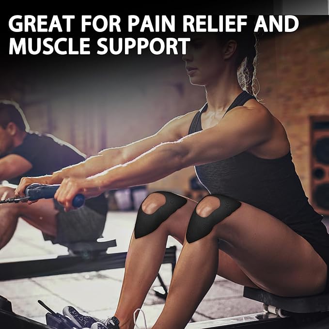 Kinesiology Tape for Knees, 10 Pcs Precut Kinesiology Tape for Knee Pain Relief & Support, Waterproof & Elastic Athletic Tape for Knee Stability, Breathable & Comfortable Knee Tape, Patent Pending