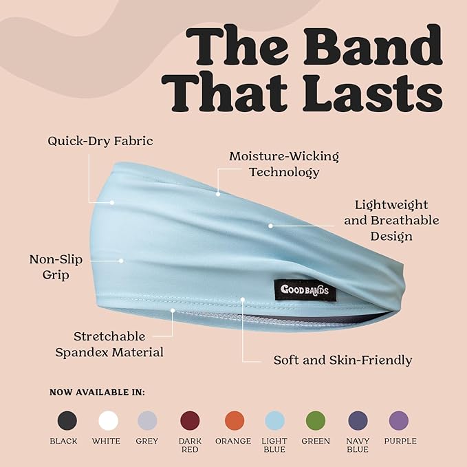Sweatband for Men and Women - Unisex Headband That Wicks Moisture and Eliminates Excess Sweat - Durable & Long-Lasting - Running, Sports, Football, Triathlons, Construction, Yoga, Gym