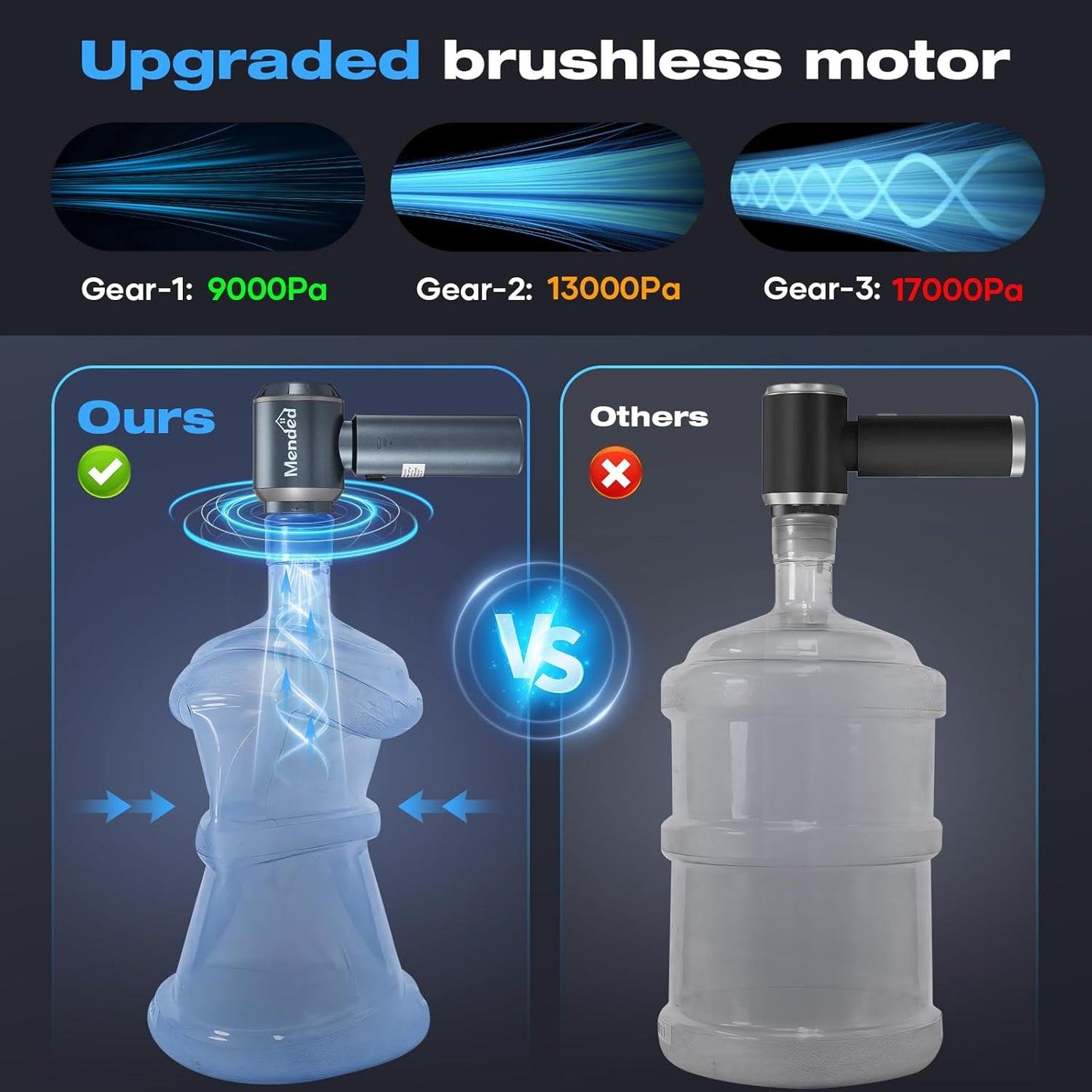 MENDED Handheld Car Vacuum Cleaner Portable Cordless,3 in 1 High Power Hand Vacuum Cordless Rechargeable with One Click Dust Removal for Car,Office and Home Cleaning 15000PA HL127 Silver