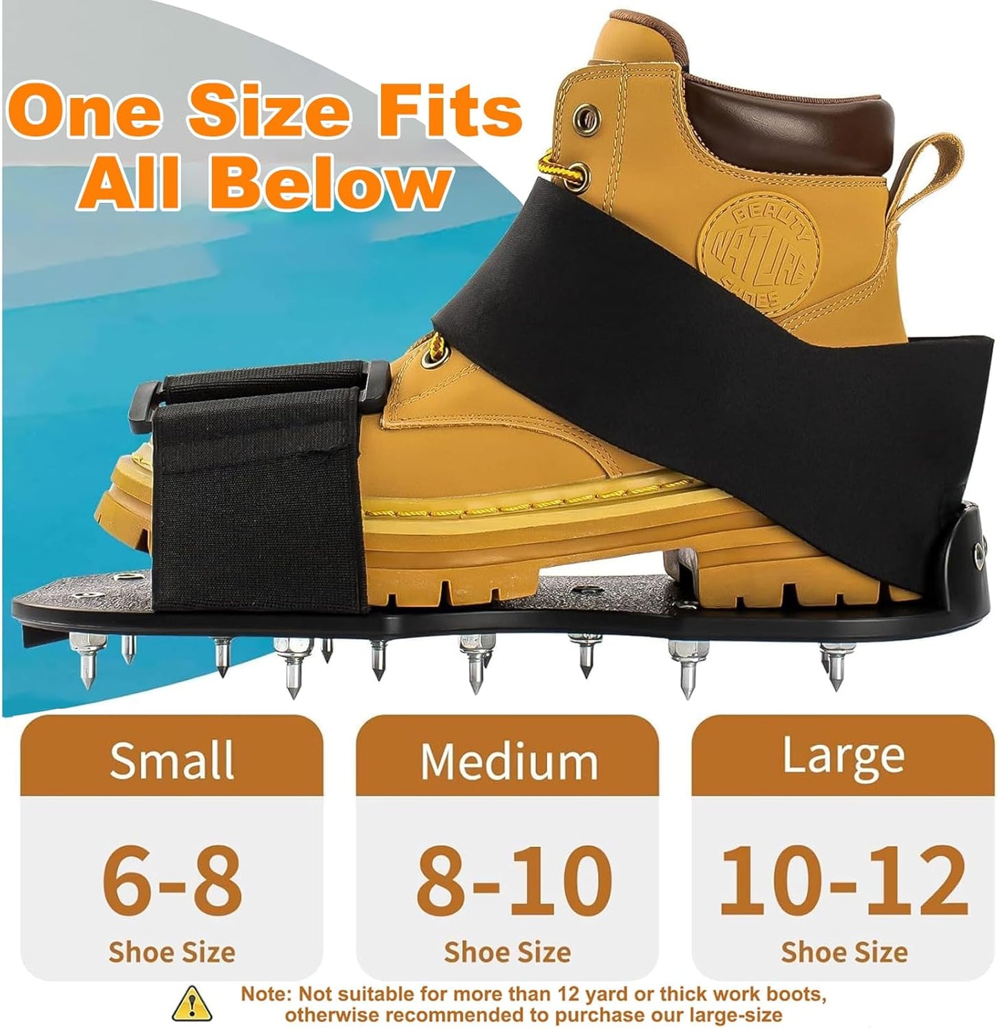 Epoxy Floor Spiked Shoes Fully Assembled Gunite Spiked Shoes with 3/4" Short Spikes for Garage Floor Epoxy, Overlays, Cover Installation,1 Pair (Black)