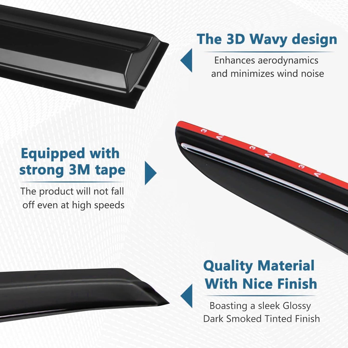 4 PCS Window Visors Deflectors Fit for 2019-2025 Chevrolet Silverado/GMC Sierra 1500 Crew Cab, Rain Guards for 2020-2025 Silverado/Sierra 2500 HD & 3500 HD, 2022 Limited Model, Outside Mount