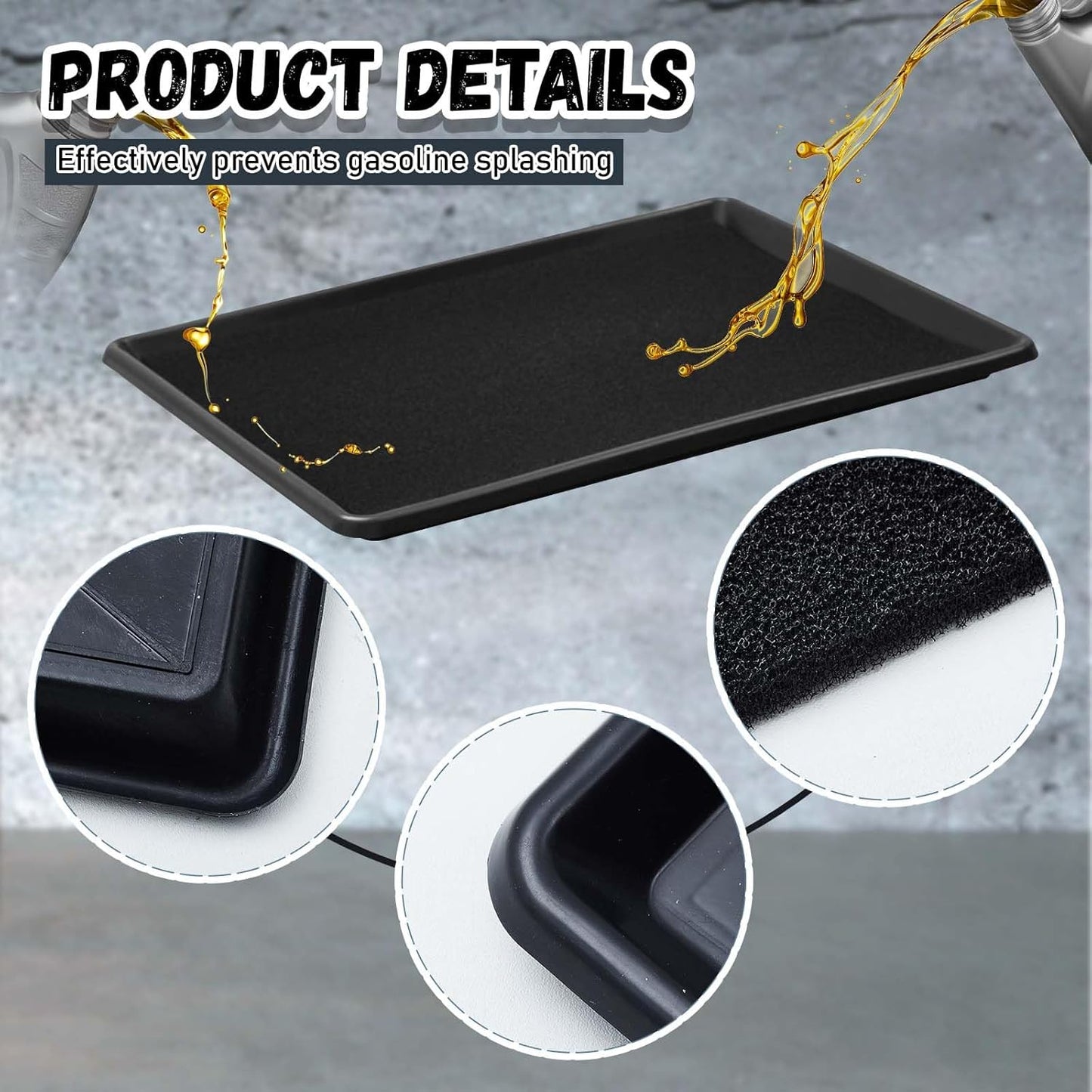 Uiifan 2 Sets 35 x 24 x 1.4 Inch Oil Drain Drip Pan for Under Car with Square No Splatter Pad Oil Drip Tray Transmission Garage Automotive Driveway to Keep Floor Clean, Black