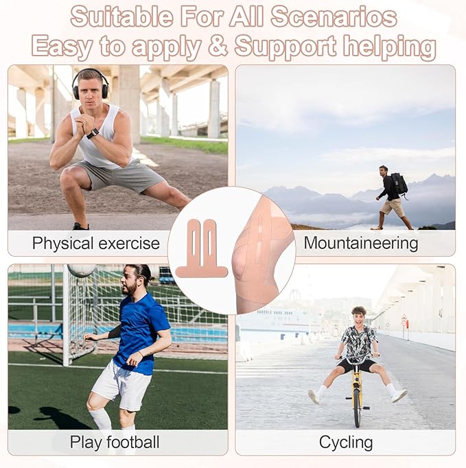 20 Count Kinesiology Tape,Precut Kinesiology Tape for Knees,Original Cotton Elastic Athletic Strips Knee Tapes for Muscle & Joint Support,Waterproof and Breathable,Sport Knee Support Patch Stickers