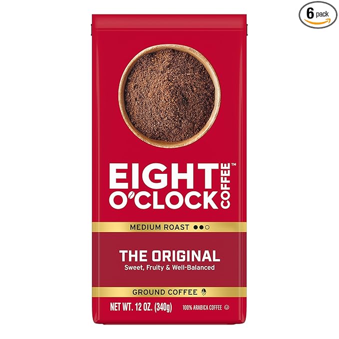 Eight O'Clock Coffee The Original Ground Coffee, Medium Roast, 12 Ounce (Pack of 6) - Sweet, Fruity, Well Balanced