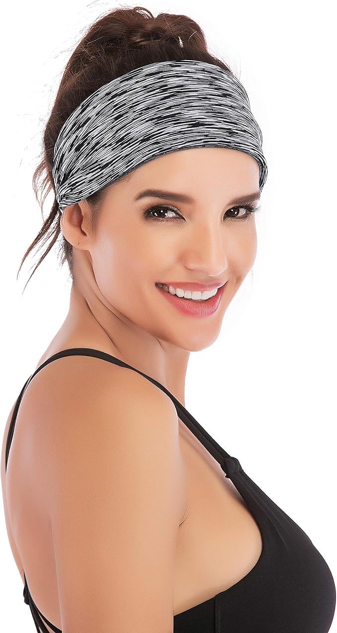 IUGA Adjustable Headbands for Women Non Slip Stretchy Workout Sweatbands for Sports Yoga Fitness Running Hairbands Bike Helmet Friendly Fits All Women & Men
