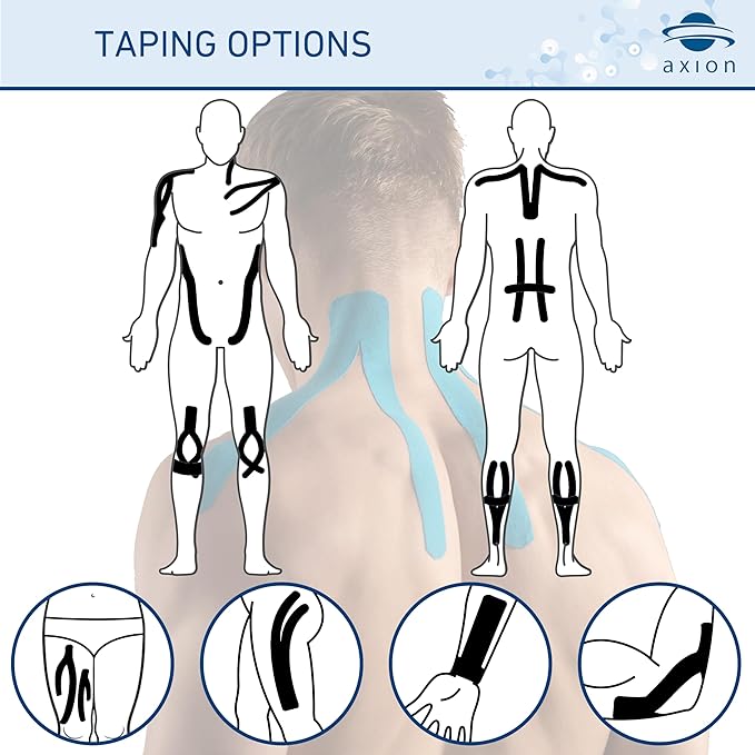 Kinesiology Tapes 2 Uncut Rolls Black | Waterproof • Skin-Friendly • Elastic • Self-Adhesive Fitness Bandage | Physio Tape Ideal for Sports & Everyday Use - axion