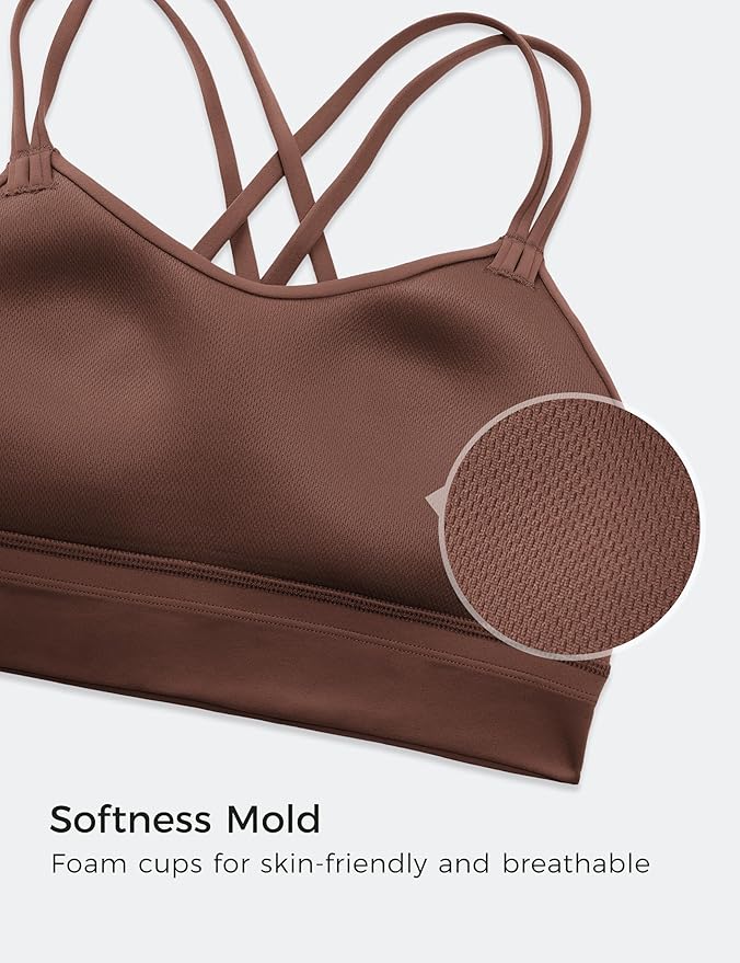 CRZ YOGA Softness Mold Womens Butterluxe Strappy Longline Sports Bra - Double Spaghetti Strap Workout Yoga Crop Top Athletic
