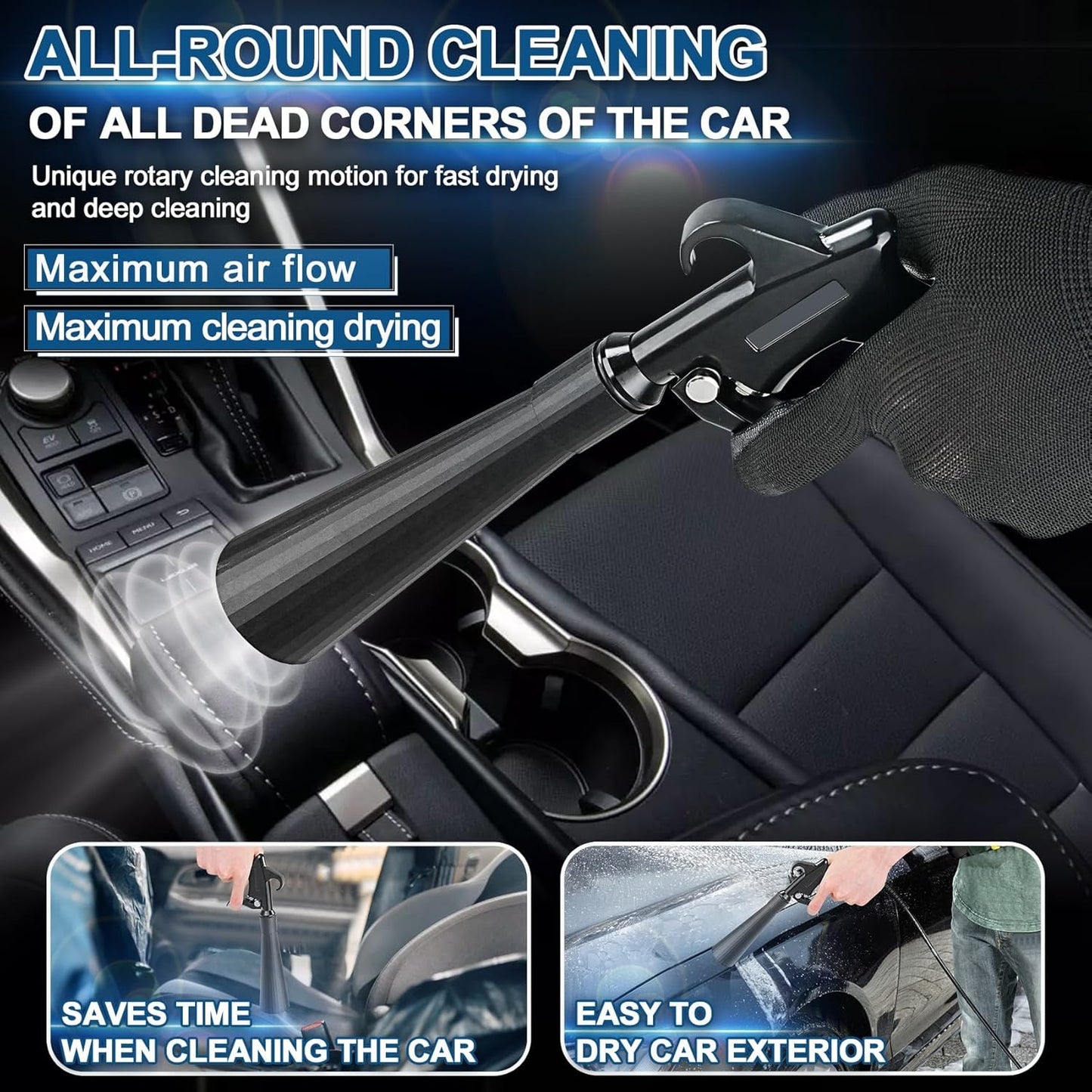 Detailing Car Cleaning Gun Interior Dryer Air Blow Gun, High Pressure Blower Gun, Car Detailing Tools for Quickly Blowing Out Dirt and DustWorking with Air