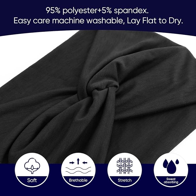 DRESHOW 8 Pcs Wide African Turban Headbands for Women - Vintage Wrap for Sports, Workouts and Hair Accessories