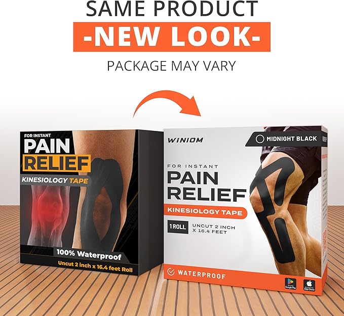 Kinesiology Tape-Incredible Support for Athletic Sports and Recovery+Free Taping Guide-Uncut 2 inch 16.4 feet Roll (Midnight Black + Free Taping Guide, Pack of 1)