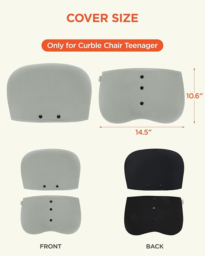 curble Wider Cover, Detachable Cover for Teenager Chair, Ergonomic Chair Back Support and Lumbar Support (Cover Grey)