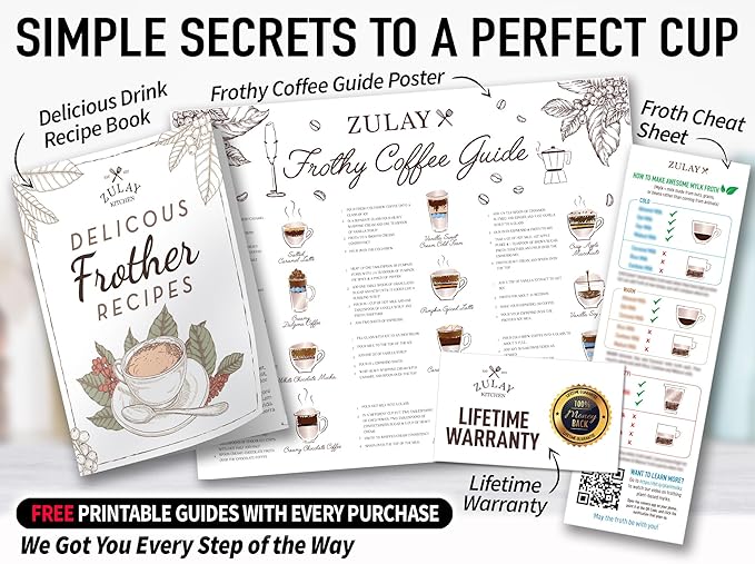 Zulay Kitchen Milk Frother Wand - Handheld Electric Coffee Frother (2 Duracell Batteries Included) - Easy-Clean Drink Mixer for Frappe, Matcha - Storm