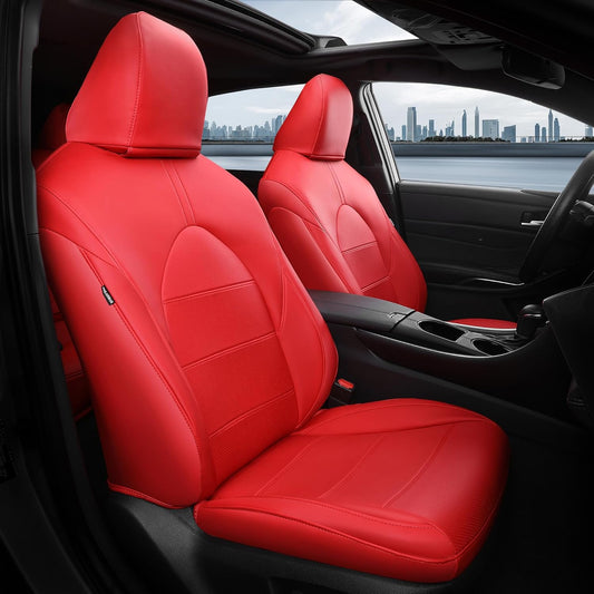 for Toyota Camry Seat Covers Hybrid XLE XSE 2018 2019 2020 2021 2022 2023 2024 - Custom Car Seat Covers Full Set, Leather Seat Cover for Cars, Waterproof Breathable Cushion Protectors Red