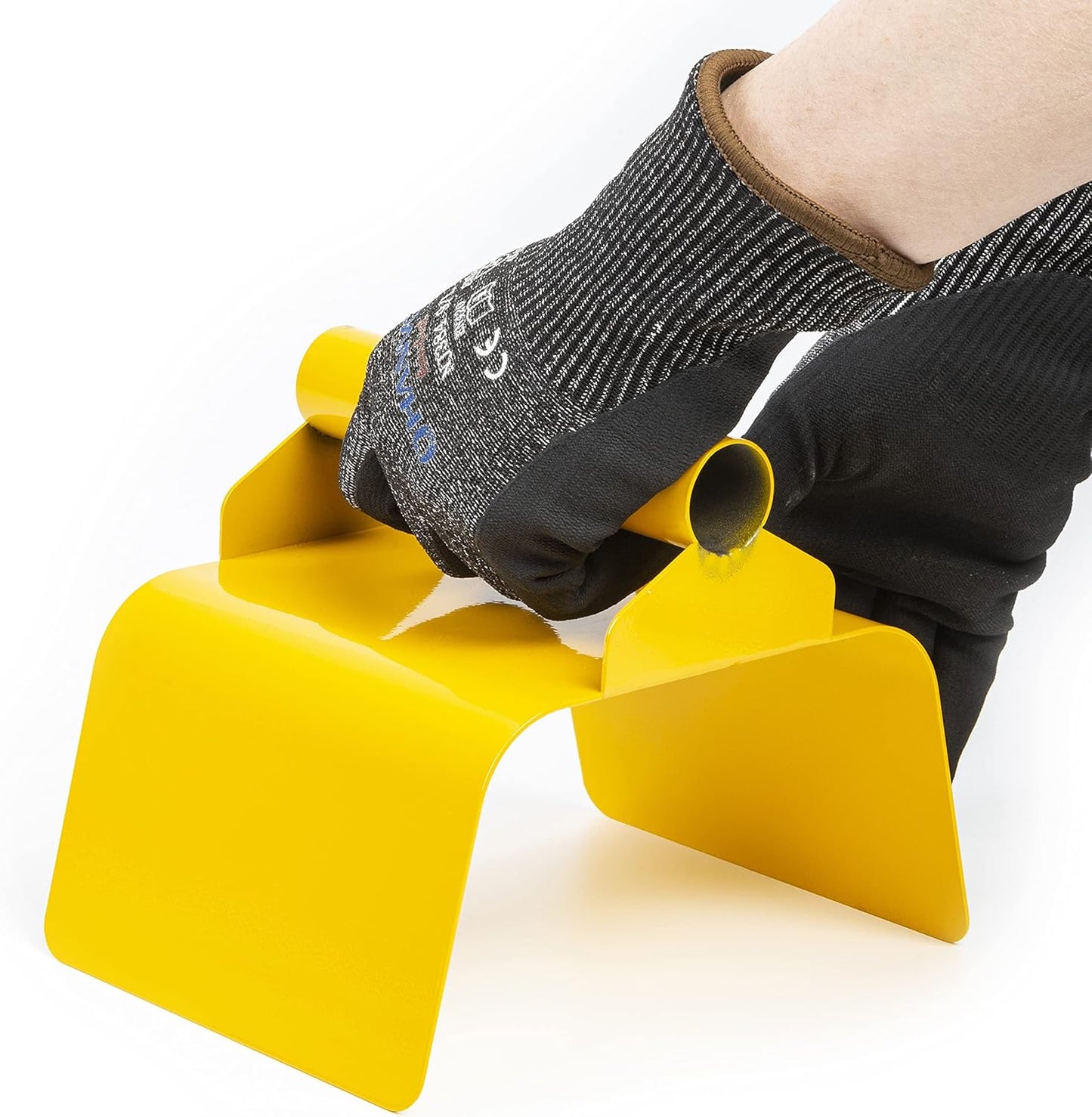 Landscape Curb Trowel 4” x 6” x 4” Stainless Steel Concrete Curbing Trowel Concrete Curb Tool Rectangle Edger Yellow Cement Model Tools with Handle and Putty Knife