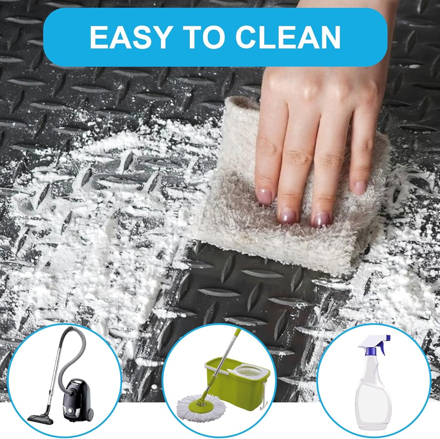 OrangeStar 4 x 10 Ft Garage Floor Mat, Diamond Plate PVC Garage Flooring Roll for Under Car, Heavy Duty Parking Mats, Black