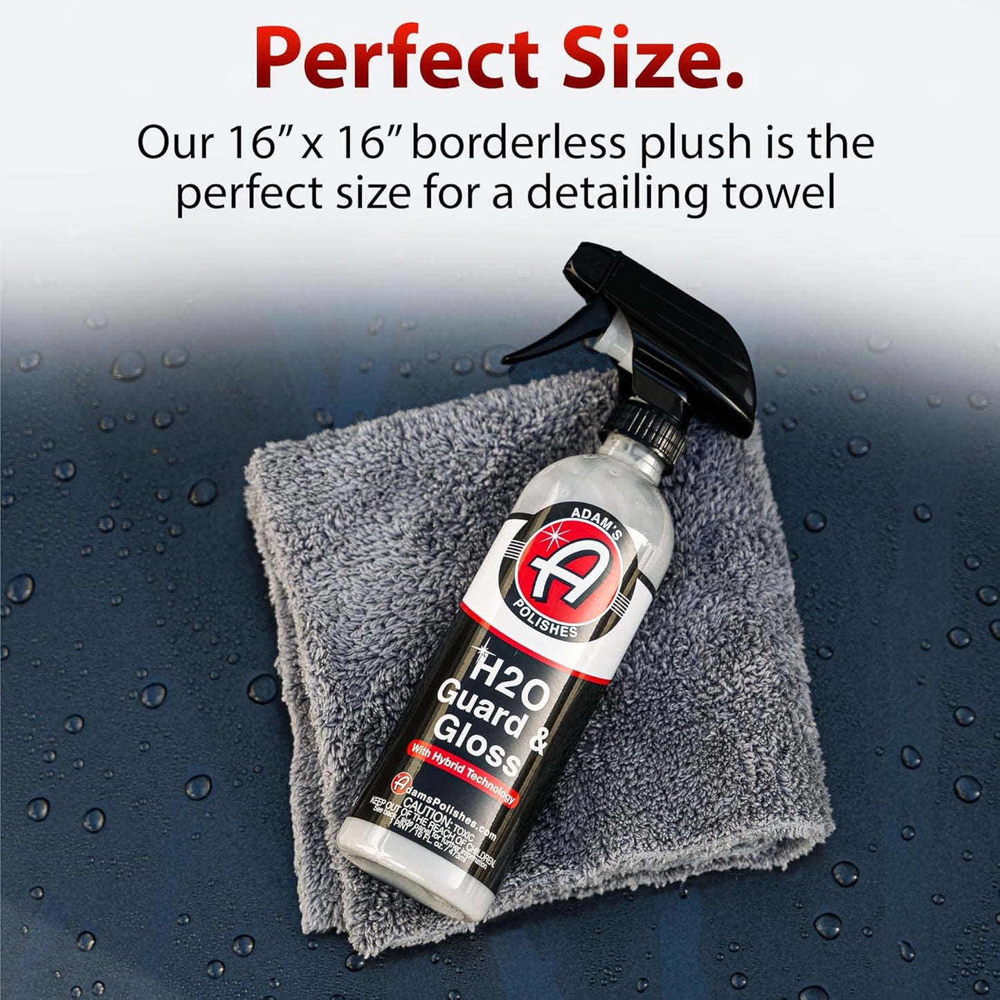 Adam's Borderless Grey Microfiber Towel (6pk) - Premium Ultra Soft Car Detailng Towel Cloths, 480gsm - Safe for Car Wash, Home Cleaning & Pet Drying Cloths (16 Inch x 16 Inch)