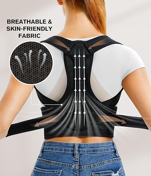 URSEXYLY Back Brace and Posture Corrector for Women and Men, Lightweight Shoulder Straightener Adjustable Full Back Support,Back Pain Relief Spine Corrector (Black, XL/2XL)