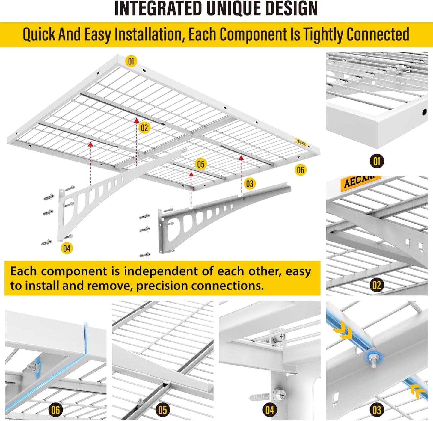 2x3ft 2Pack Wire Shelving Unit Heavy Duty Garage Storage Shelves Wall Mounted White 560lbs Load Capacity（24-inch-by-36-inch）