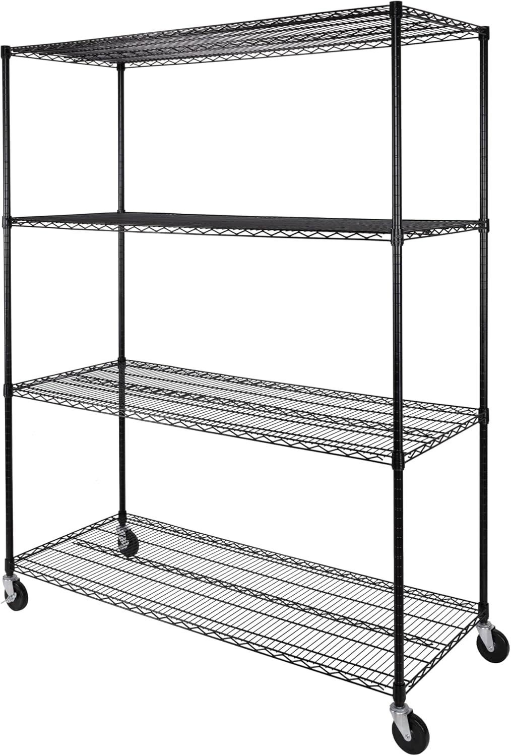 Seville Classics UltraDurable Heavy Duty NSF Solid Steel Wire Rack Storage Unit, Organizer for Garage, Warehouse, Office, Restaurant, Classroom, Kitchen, Black, 4-Tier Shelving, 60" W x 24" D
